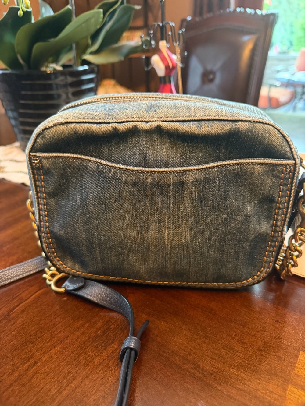 Coach Tea Rose Denim Floral Appliqué Crossbody Bag - Picture 5 of 14